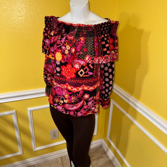 Trina Turk Tops - Trina Turk Multicolor Off-Shoulder Blouse